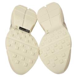مملوكة مسبقًا Gucci Cream Leather Rhyton Low Top Sneakers Size 42