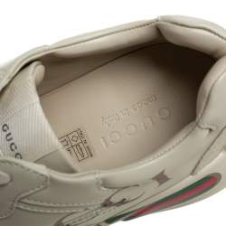 Gucci Beige Leather Rhyton Gucci Logo Low Top Sneakers Size 41