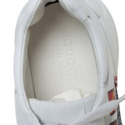 Gucci White Leather Rhyton Worldwide Print Low Top Sneakers Size 44.5