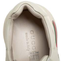 Pre Owned Gucci Cream Leather Rhyton Gucci Logo Low Top Sneakers Size 41 