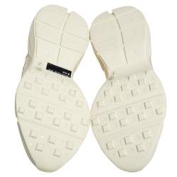 Pre Owned Gucci Cream Leather Rhyton Gucci Logo Low Top Sneakers Size 41 