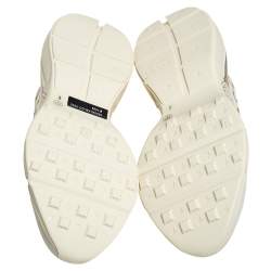 مملوكة مسبقًا Gucci Cream Leather Rhyton Gucci Logo Low Top Sneakers Size 42