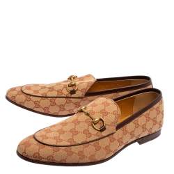 Pre Owned حذاء لوفرز غوتشي جوردان هورسبيت كانفاس جي جي بيج مقاس 45 