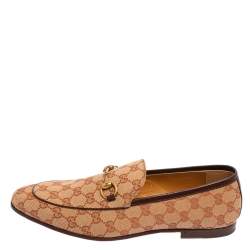 Pre Owned حذاء لوفرز غوتشي جوردان هورسبيت كانفاس جي جي بيج مقاس 45 