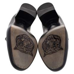 Pre Owned Gucci Black Leather Ice Lolly Chain Slip On Loafers Size 43.5