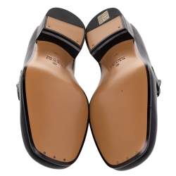 Pre Owned Gucci Black Leather Interlocking G Slip On Loafers Size 44