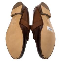 Pre Owned Gucci Brown Leather Tassel Fringe Detail Loafers Size 42
