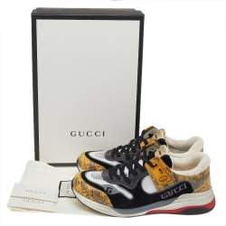 مملوكة مسبقًا حذاء رياضي غوتشي ألتراسبيس شبكة وجلد نقشة السحلية برباط مقاس 42.5