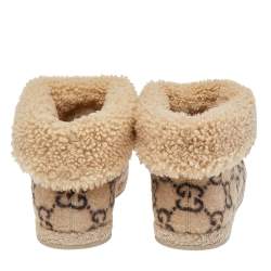 Gucci Beige GG Wool Horsebit Ankle Boots Size 42.5