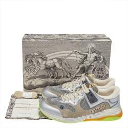 Gucci Multicolor Leather And Mesh Ultrapace Lace Up Sneakers Size 44