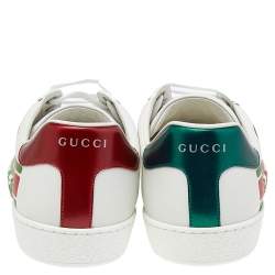 Gucci White Leather Interlocking G Ace Lace Up Sneakers Size 43.5
