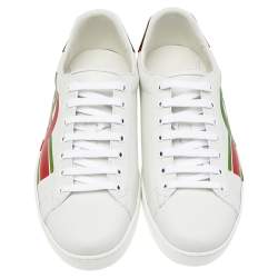Gucci White Leather Interlocking G Ace Lace Up Sneakers Size 43.5