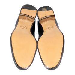 Pre Owned Gucci Black Web and Interlocking G Loafers UK 8/EU 42