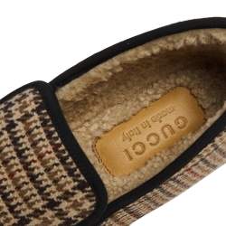 Pre Owned Gucci Beige Plaid Print Wool Fria Horsebit Loafers Size 44