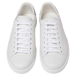 Pre Owned Gucci White Leather Perforated GG Low Top Sneakers Size 42.5