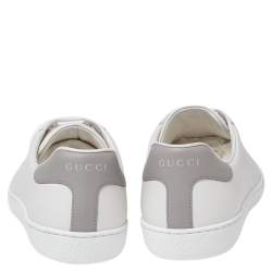 Pre Owned Gucci White Leather Perforated GG Low Top Sneakers Size 42.5