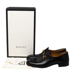 Pre Owned Gucci Black Leather Horsebit Loafer Size 43.5