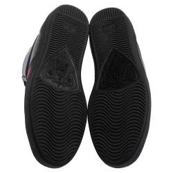 Pre Owned حذاء رياضي غوتشي ايس جلد أسود مطرز نحلة مرتفع من أعلى مقاس 42