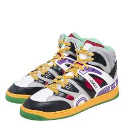 Gucci Multicolor Rubber And Leather High-Top Sneakers Size 42