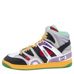 Gucci Multicolor Rubber And Leather High-Top Sneakers Size 42
