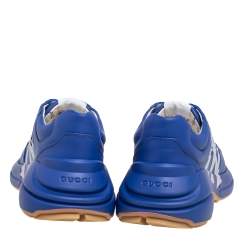 Gucci Blue Leather Rhyton NY Yankees Low Top Sneakers Size 41