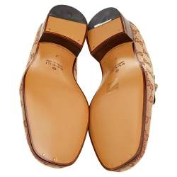 Gucci Beige /Brown GG Canvas And Leather Horsebit Web Slip On Loafers Size 41