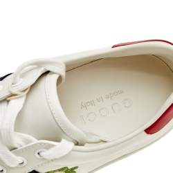 مملوكة مسبقًا Gucci White Leather Ace Embroidered Low Top Sneakers Size 39