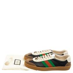 Pre Owned Gucci Multicolor Leather And Suede Ace Bee Web Low Top Sneakers Size 43