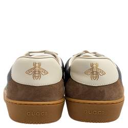 Pre Owned Gucci Multicolor Leather And Suede Ace Bee Web Low Top Sneakers Size 43
