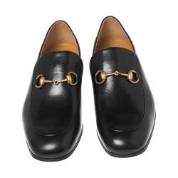Pre Owned Gucci Black Leather Brixton Collapsible Loafers Size 43