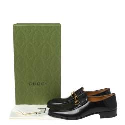Pre Owned Gucci Black Leather Brixton Collapsible Loafers Size 43