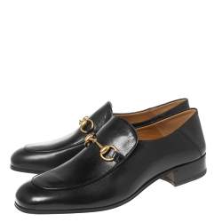Pre Owned Gucci Black Leather Brixton Collapsible Loafers Size 43