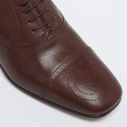 Gucci Brown Leather Perforated Derby Size 45