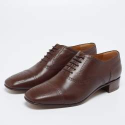 Gucci Brown Leather Perforated Derby Size 45