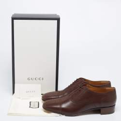 Gucci Brown Leather Perforated Derby Size 45