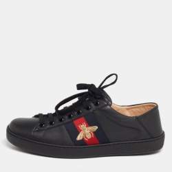 Gucci Black Embroidered Bee Low-Top Sneakers 40 Gucci | TLC