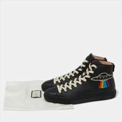 Gucci Black Leather High-Top Sneakers Size 40
