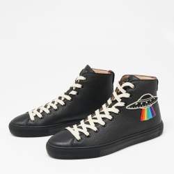 Gucci Black Leather High-Top Sneakers Size 40