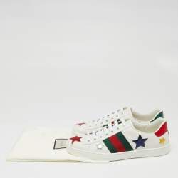 Pre Owned Gucci White Leather Metallic Stars Ace Low-Top Sneakers Size 39