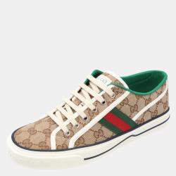 مملوكة مسبقًا Gucci Beige/ Ebony Tennis 1977 Sneakers Size UK 9
