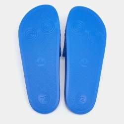 Pre Owned صندل سلايد غوتشي فلات مطاط GG أزرق مقاس 43