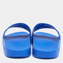 Pre Owned صندل سلايد غوتشي فلات مطاط GG أزرق مقاس 43
