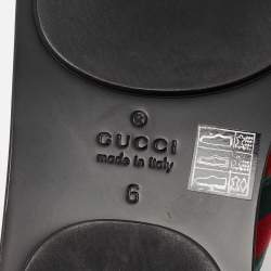 Gucci Black Leather and Fabric Web Interlocking G Thong Flats Size 40
