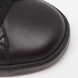 Pre Owned حذاء رياضي غوتشي إيس جلد نقشة الثعبان أسود بعنق منخفض مقاس 42