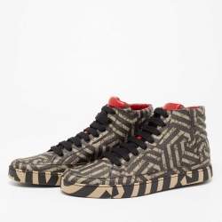 Gucci Black/Beige GG Supreme Canvas Caleido High Top Sneakers Size 46
