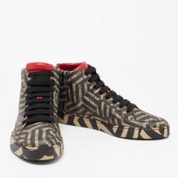 Gucci Black/Beige GG Supreme Canvas Caleido High Top Sneakers Size 46