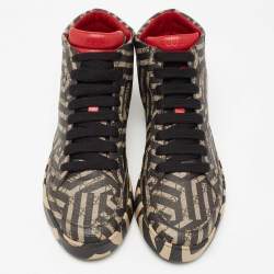 Gucci Black/Beige GG Supreme Canvas Caleido High Top Sneakers Size 46