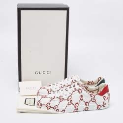 Gucci White/Red Leather GG Logo Ace Sneakers Size 42.5