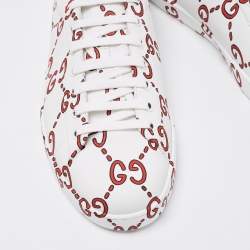 Gucci White/Red Leather GG Logo Ace Sneakers Size 42.5