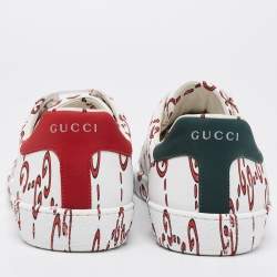 Gucci White/Red Leather GG Logo Ace Sneakers Size 42.5